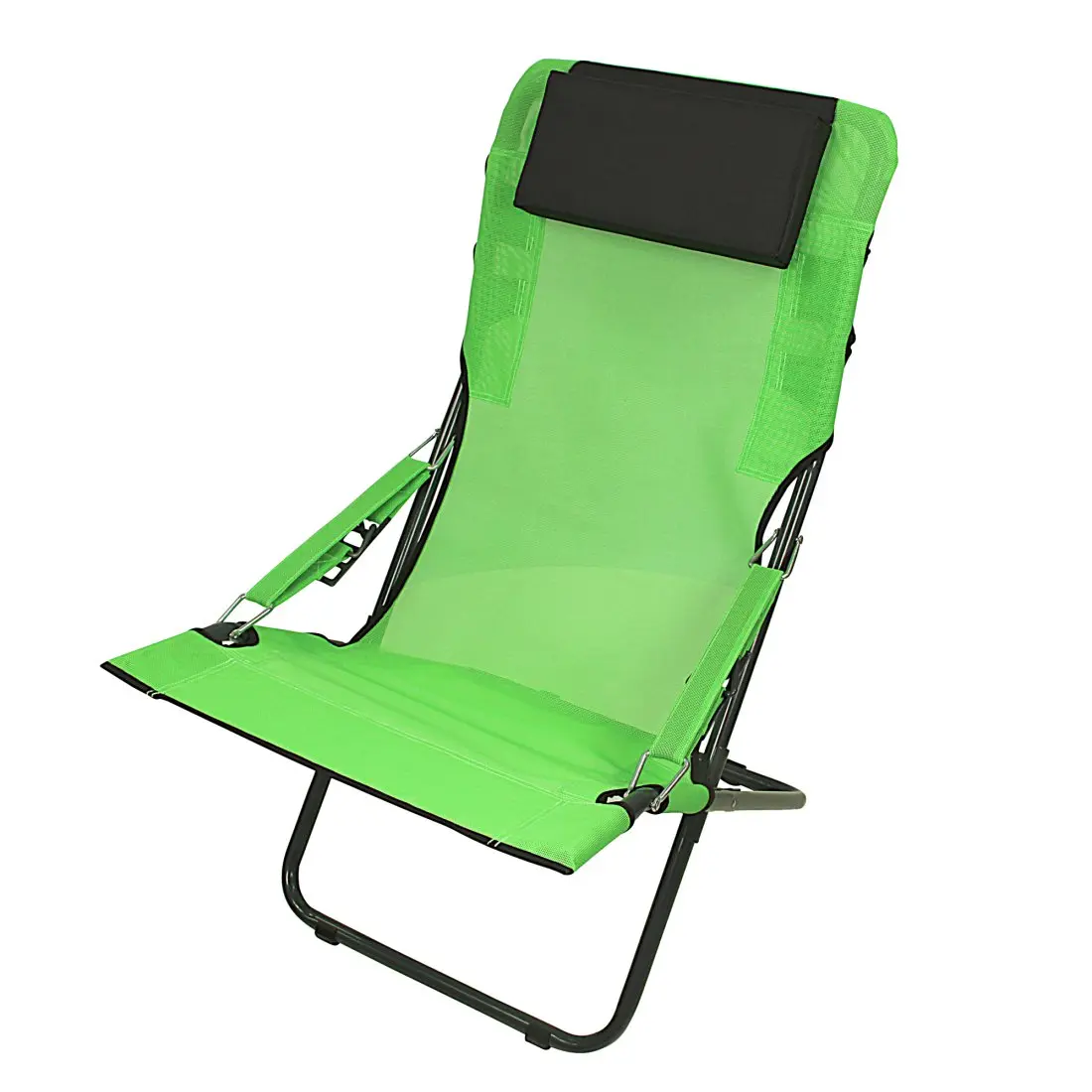 Fridani Campingstuhl RCG 100 Klappstuhl Grün +  Kopfpolster bequemer XXL Gartenstuhl Sonnenliege