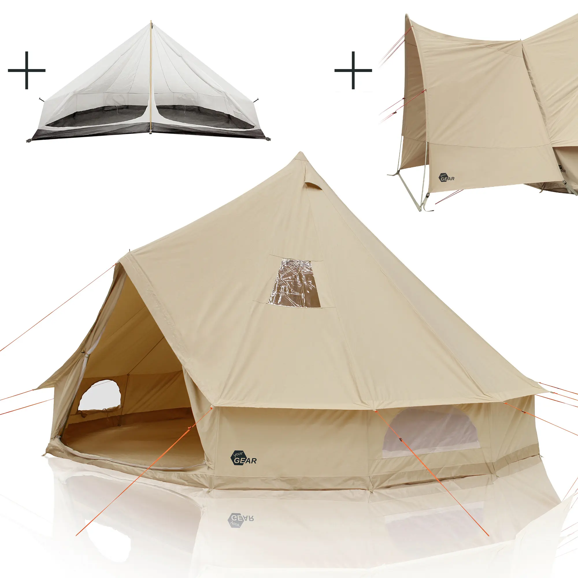 your GEAR Zelt Desert 8 Pro UV50+ Baumwolle - Campingzelt Tipi Familienzelt Schlafkabine Vordach