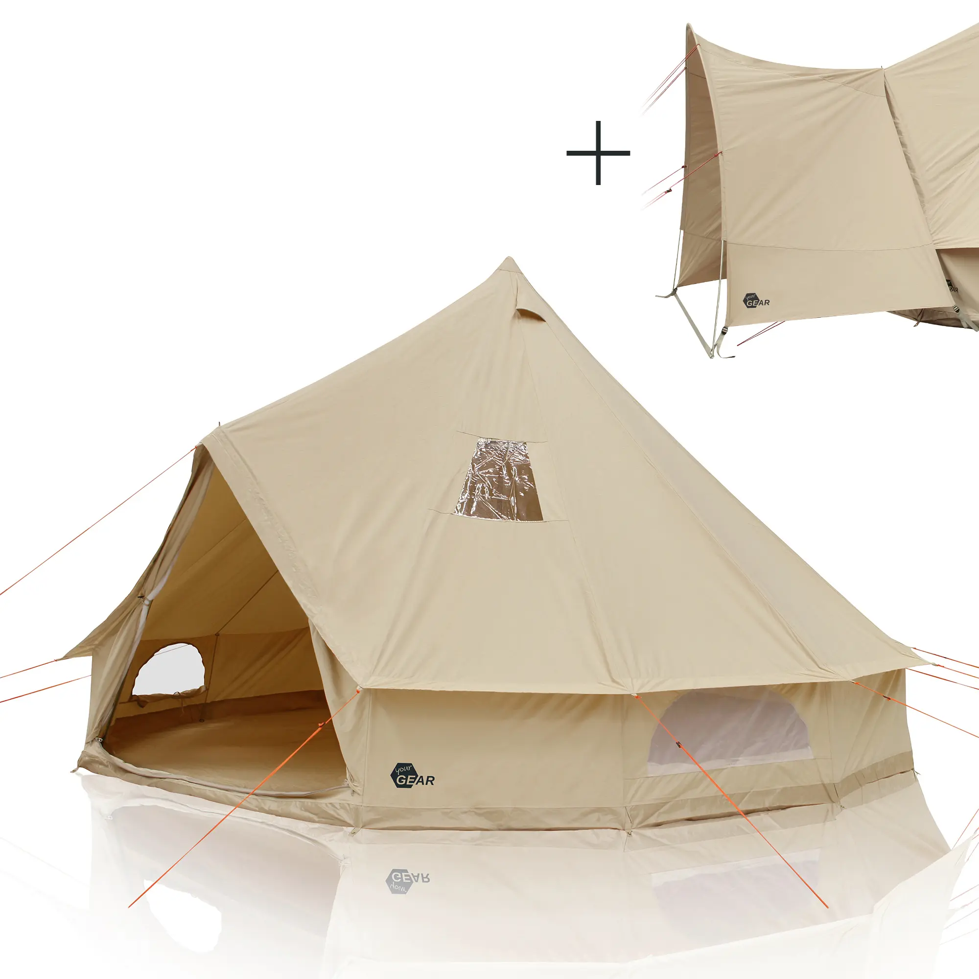 your GEAR Zelt Desert 10 Pro UV50+ Baumwolle  - Campingzelt Tipi Familienzelt mit Vordach