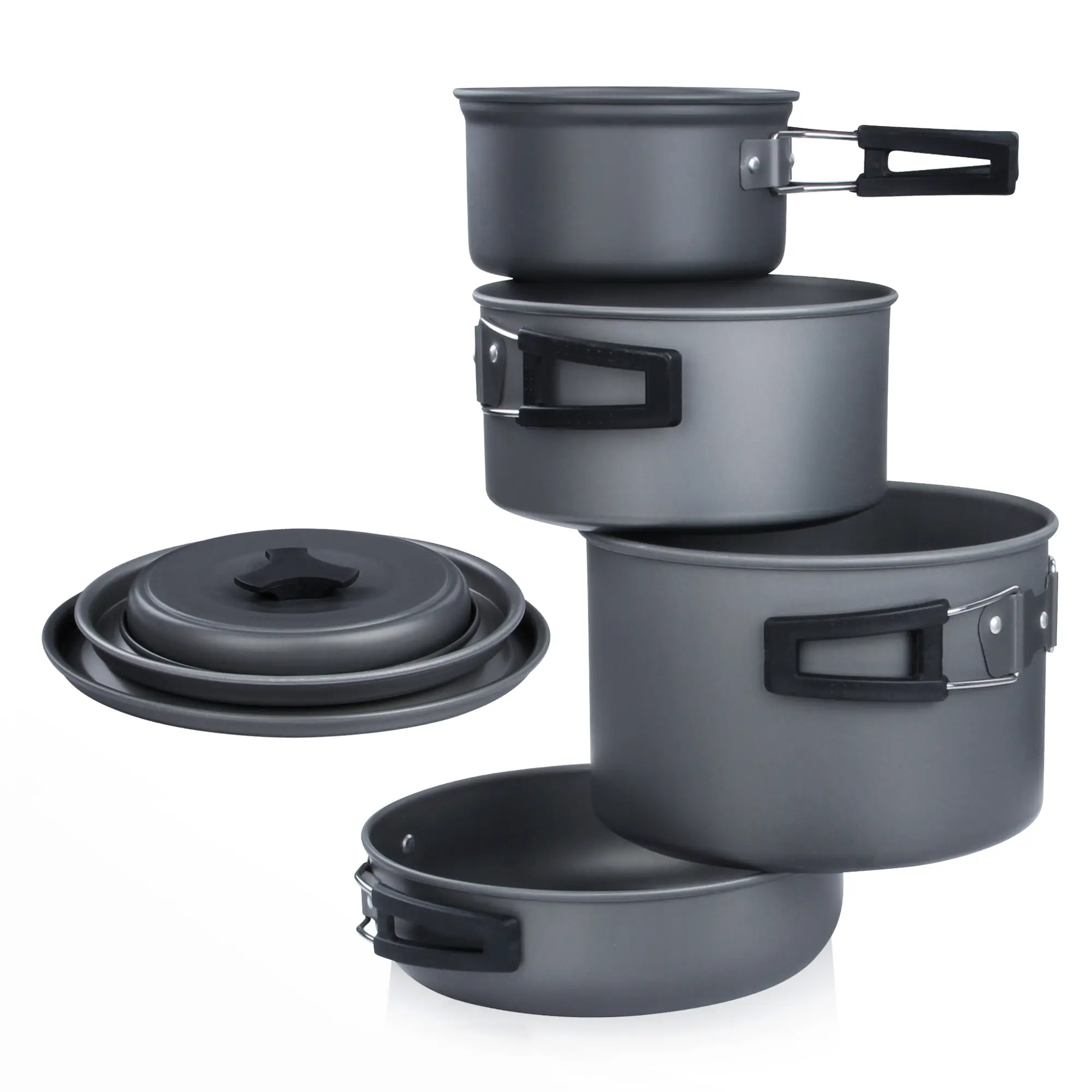 2nd Chance - your GEAR Ranger V Topf Pfannen Set  für 4-5 Mann 7 tlg. Camping Kochset  Kochgeschirr im Netzbeutel