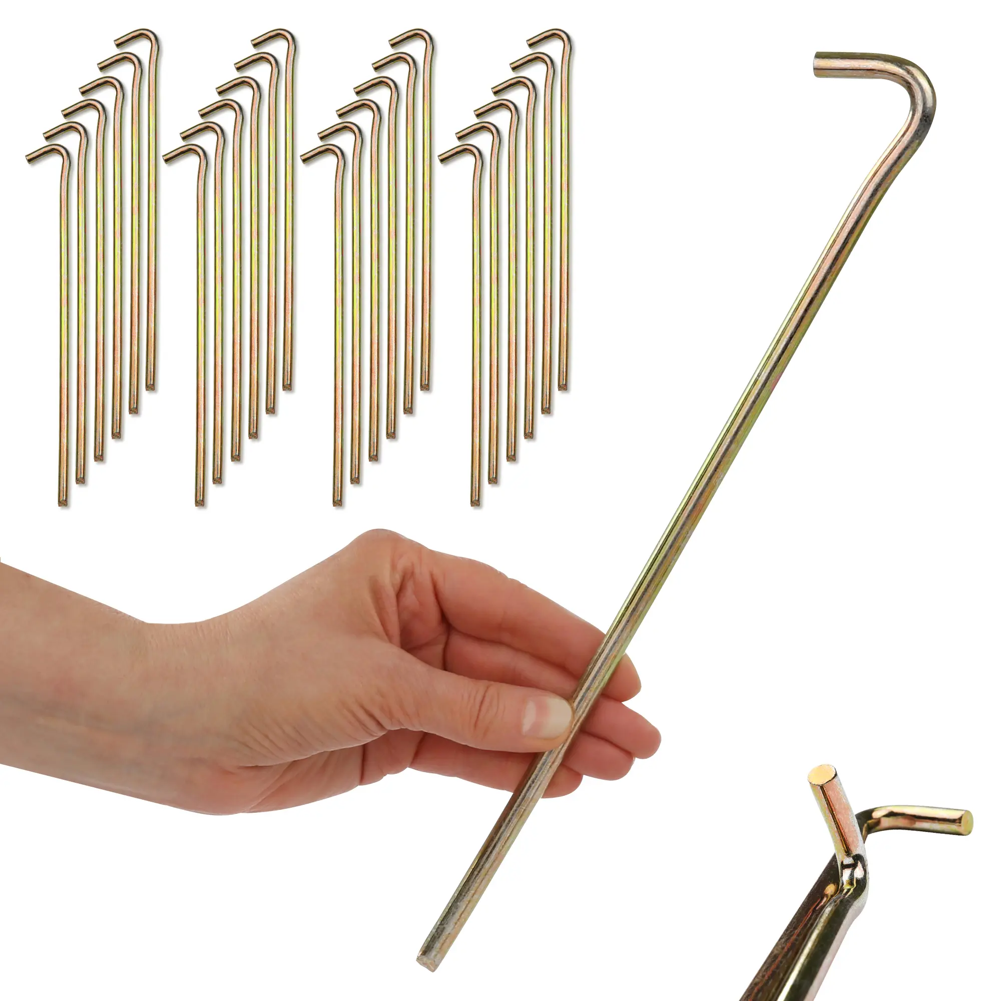 your GEAR 24 x Zelthering RS 300 - sehr stabile Ø 7 x 300mm Heringe aus Stahl, robustes Erdnagel Set