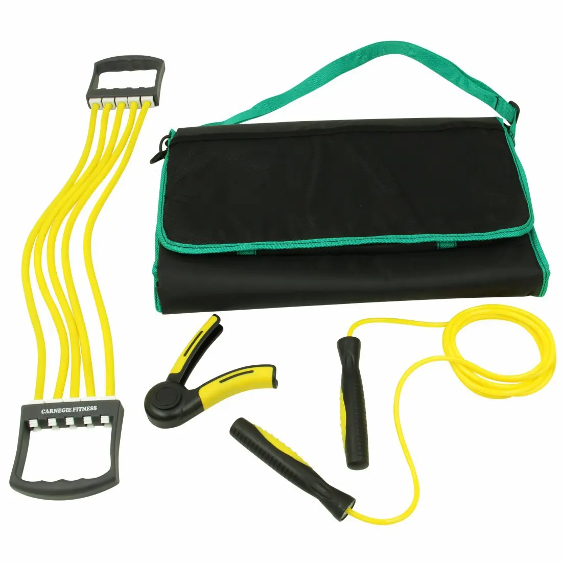 Carnegie Fitness Training Set mit Expander Fingerhantel Springseil & Bodenmatte, Ganz-Körper-Workout