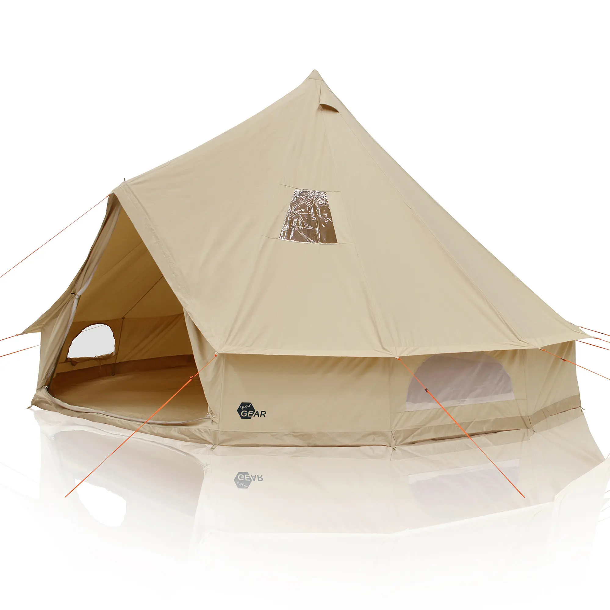 yourGEAR Zelt Desert 10 Pro UV50+ Baumwolle  - Campingzelt Tipi Familienzelt mit fester Bodenwanne