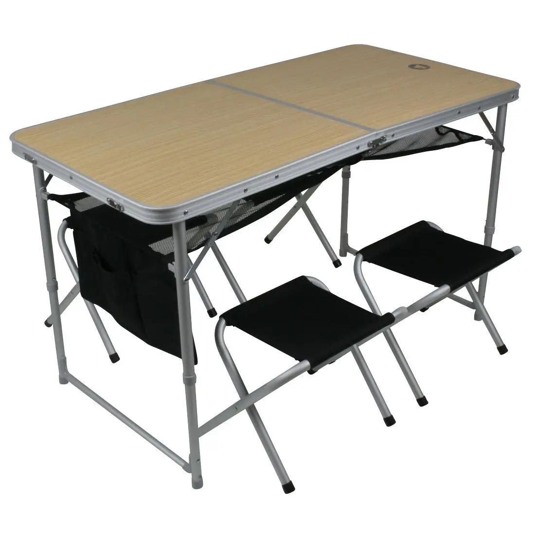 10T Tisch-Hocker-Set Portable Family 4 Mann Alu Campingtisch Picknick Koffertisch mit Sitz-Hockern
