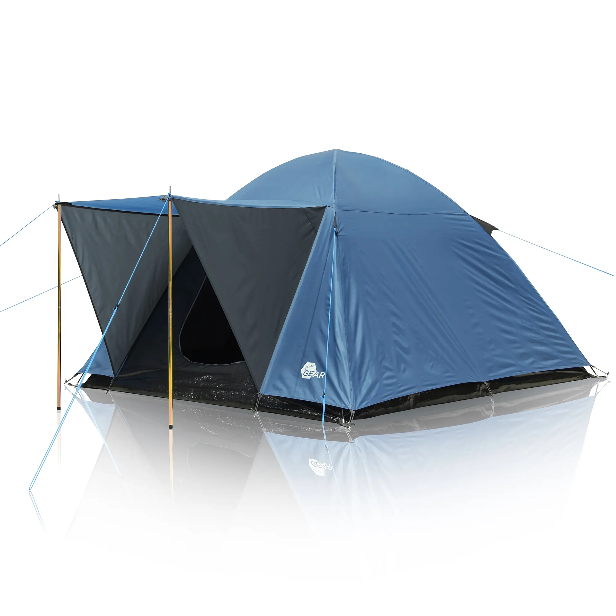 yourGEAR Zelt Bosa3 Personen Kuppelzelt Sonnendach-Eingang Belüftung wasserdicht 3000mm Blau Grau