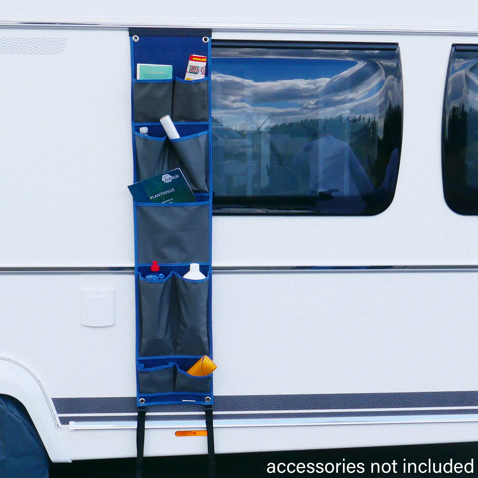 your GEAR Caravan Organizer Pocket - Hängeregal für Zelt, Vorzelt, Wohnwagen 140 x 30 cm, 9 Fächer